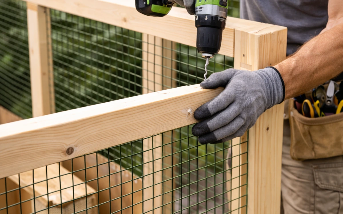Man building a catio